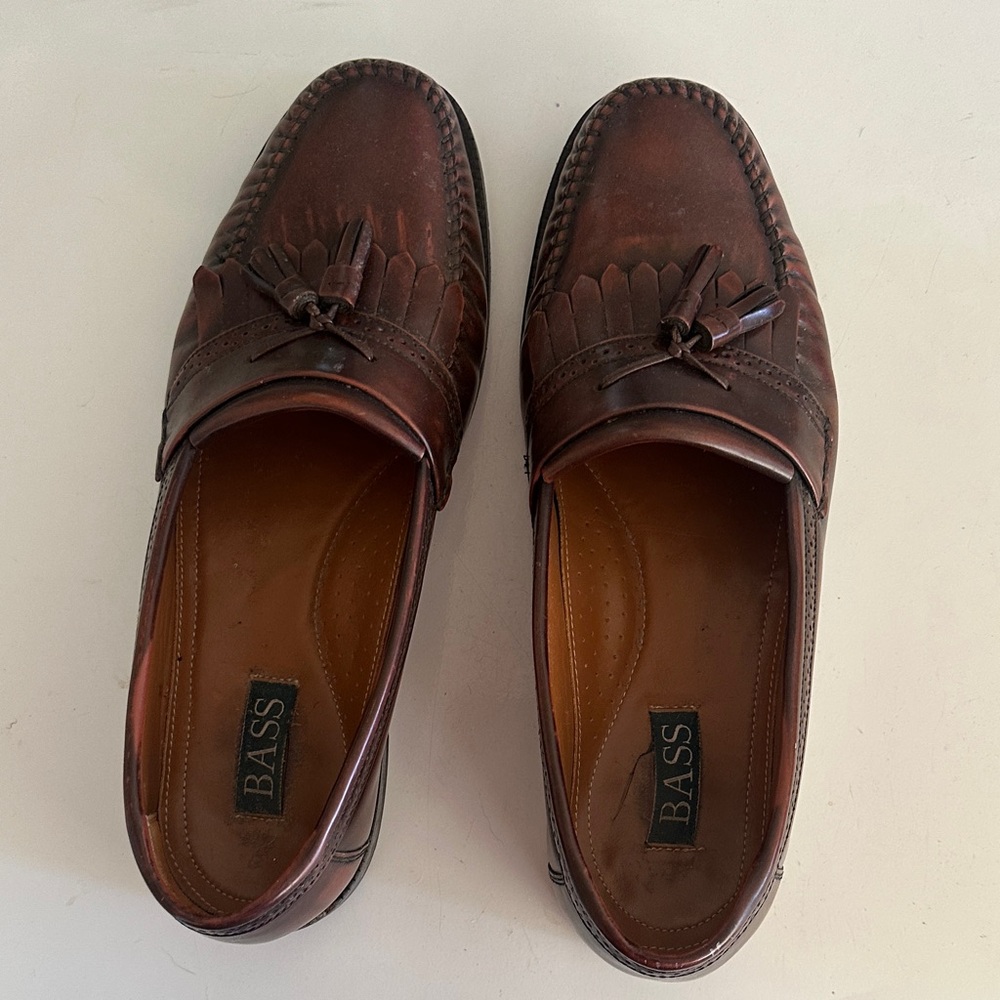 Bass Men's Dark Brown Leather Tassel Loafers